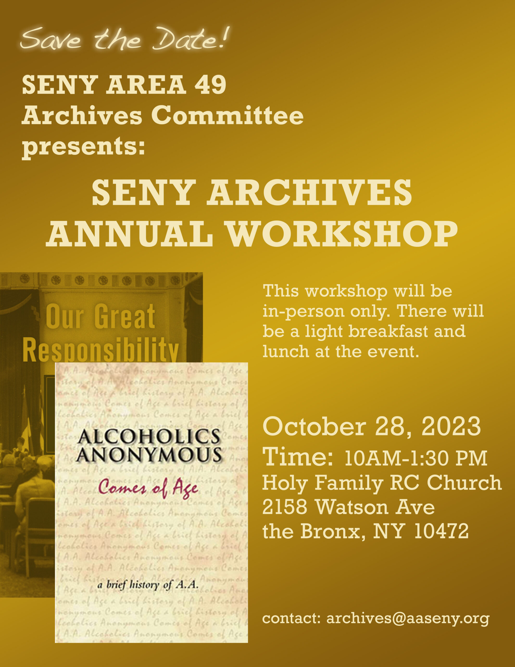 SENY Archives Annual Workshop @ Holy Family RC Church