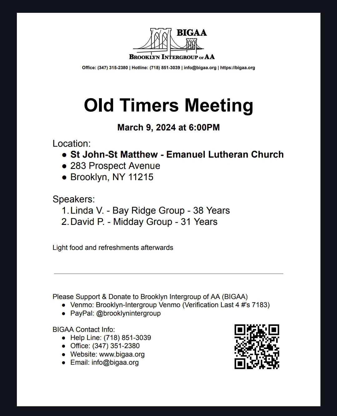 Old Timers Meeting @ St John-St Matthew - Emanuel Lutheran Church