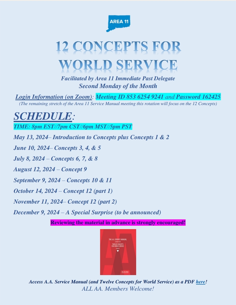 12 Concepts for World Service Zoom Workshop @ Online